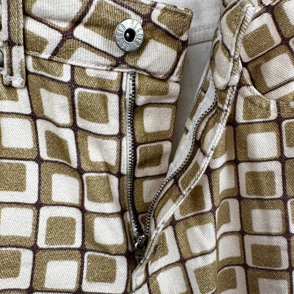 The Ragged Priest Jeans High Waist Pants Geometric Gold Cream 26 Boho Hippie - Picture 7 of 15